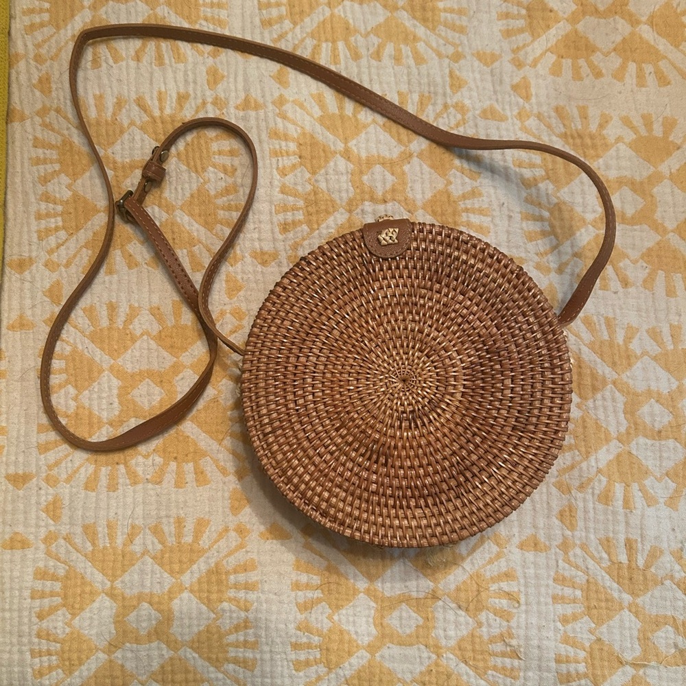 Brown Woven Crossbody Bag
